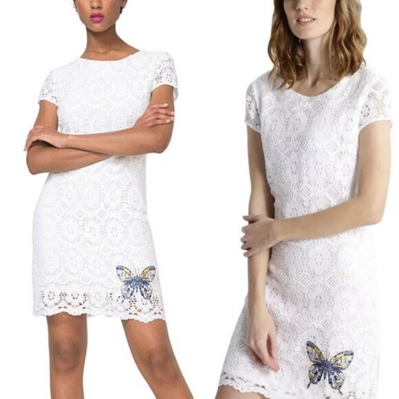 Desigual Dresses & Skirts - NWT|Desigual Vest Cadaques Lace Butterfly Embroidered Dress, EU 44, US 10